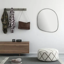 Finebuy Design Wandspiegel organische Form 53x60cm moderner Spiegel asymmetrisch schwarz New