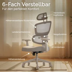 Move Ergonomischer Bürostuhl - 150 kg, Grau (Produkt aktuell ausverkauft) ^ Deskspace Outlet