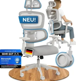Move Ergonomischer Bürostuhl - 150 kg, Grau (Produkt aktuell ausverkauft) ^ Deskspace Outlet