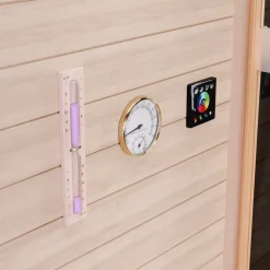 Dewello Finnische Sauna TOFINO 160x150 Kabine aus Hemlock Tannenholz mit,4,5 kW Harvia Ofen, inkl Sauna Set Online
