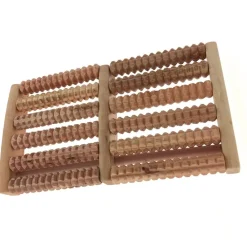 ® Hochwertiger Fußroller, Fußmassage, Stressreduzierung, Entspannung, aus Holz, 2 x 6 Rollen, über 1000 Massagenoppen ^ Dewello Clearance