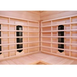 ® Infrarotkabine Infrarotsauna HALEY 160cm x 160cm inkl. 8 Keramikstrahler, Bodenstrahler und Zubehör, Farblicht, LED ^ Dewello Best