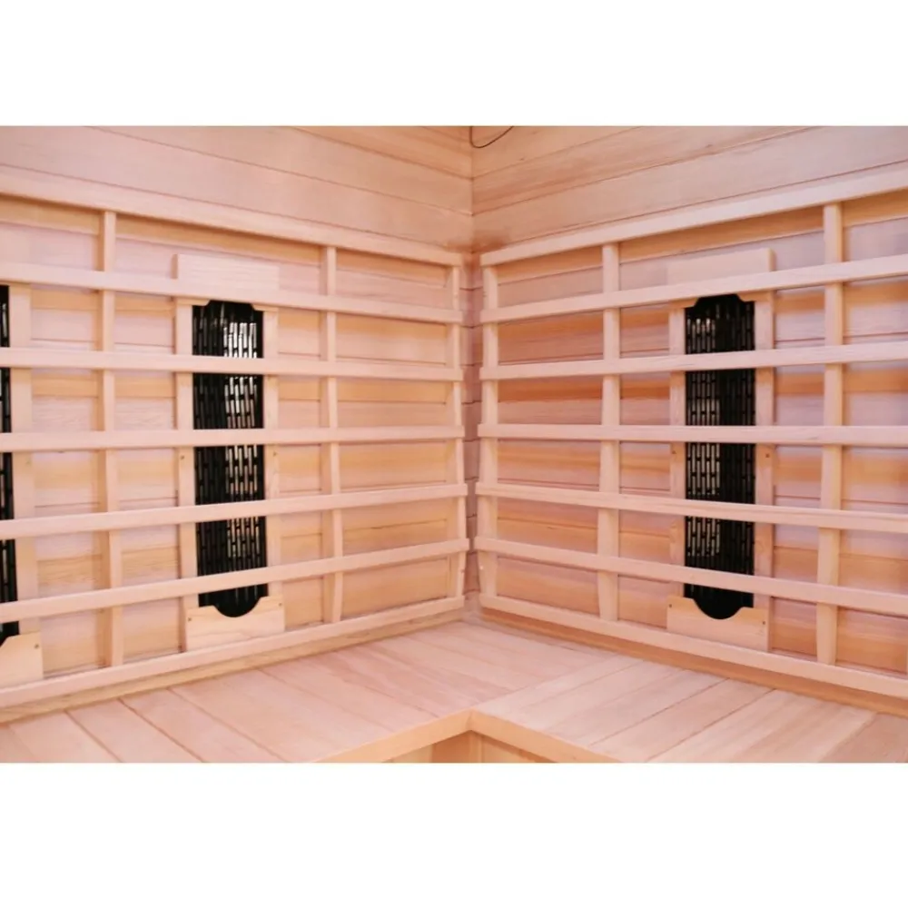 ® Infrarotkabine Infrarotsauna HALEY 160cm x 160cm inkl. 8 Keramikstrahler, Bodenstrahler und Zubehör, Farblicht, LED ^ Dewello Best
