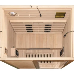 Dewello ® Infrarotkabine Infrarotsauna HAMLIN 130cm x 105cm inkl. 5 Keramikstrahler, Karbon Bodenstrahler, Farblicht Online