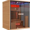 ® Infrarotkabine Infrarotsauna KENORA 160x120 für 2-3 Personen aus Hemlockholz, Dual-Therm, mit Salzsteinoptik ^ Dewello Clearance