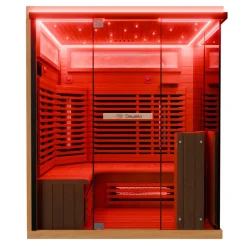 ® Infrarotkabine Infrarotsauna KENORA 160x120 für 2-3 Personen aus Hemlockholz, Dual-Therm, mit Salzsteinoptik ^ Dewello Clearance
