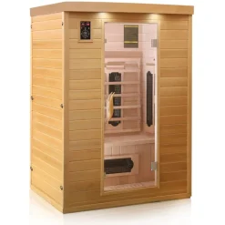 Dewello ® Infrarotkabine Infrarotsauna LAVAL PLUS 135cm x 105cm inkl. 7 Keramikstrahler, Bodenstrahler, Radio, Farblicht Hot