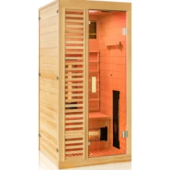 Dewello ® Infrarotkabine Infrarotsauna WINDSOR 120cm x 100cm inkl. 5 Keramikstrahler, Bodenstrahler und Zubehör, 1 Person Discount