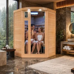 Dewello ® Infrarotkabine Infrarotsauna LAKEFIELD PRO Hemlock-Zeder 120cm x 120cm inkl. Vollspektrumstrahler, Bodenstrahler Hot