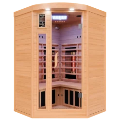 Dewello ® Infrarotkabine Infrarotsauna LAKEFIELD PRO Hemlock-Zeder 120cm x 120cm inkl. Vollspektrumstrahler, Bodenstrahler Hot