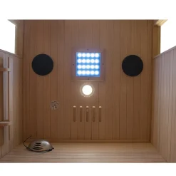 ® Infrarotkabine Infrarotsauna CALGARY 90cm x 90cm inkl. 4 Vollspektrumstrahler, Farblichtherapie, LED ^ Dewello Online