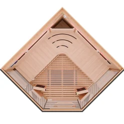 ® Infrarotkabine Infrarotsauna KENORA 140x140 für 2-3 Personen aus Hemlockholz, Dual-Therm, mit Salzsteinoptik ^ Dewello Online