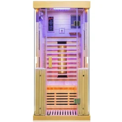 ® Infrarotkabine Infrarotsauna KINGSTON 90cm x 90cm inkl. 3 Vollspektrumstrahler, 4 Karbonstrahler, Farblicht,LED ^ Dewello Best