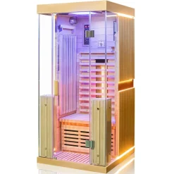 ® Infrarotkabine Infrarotsauna KINGSTON 90cm x 90cm inkl. 3 Vollspektrumstrahler, 4 Karbonstrahler, Farblicht,LED ^ Dewello Best
