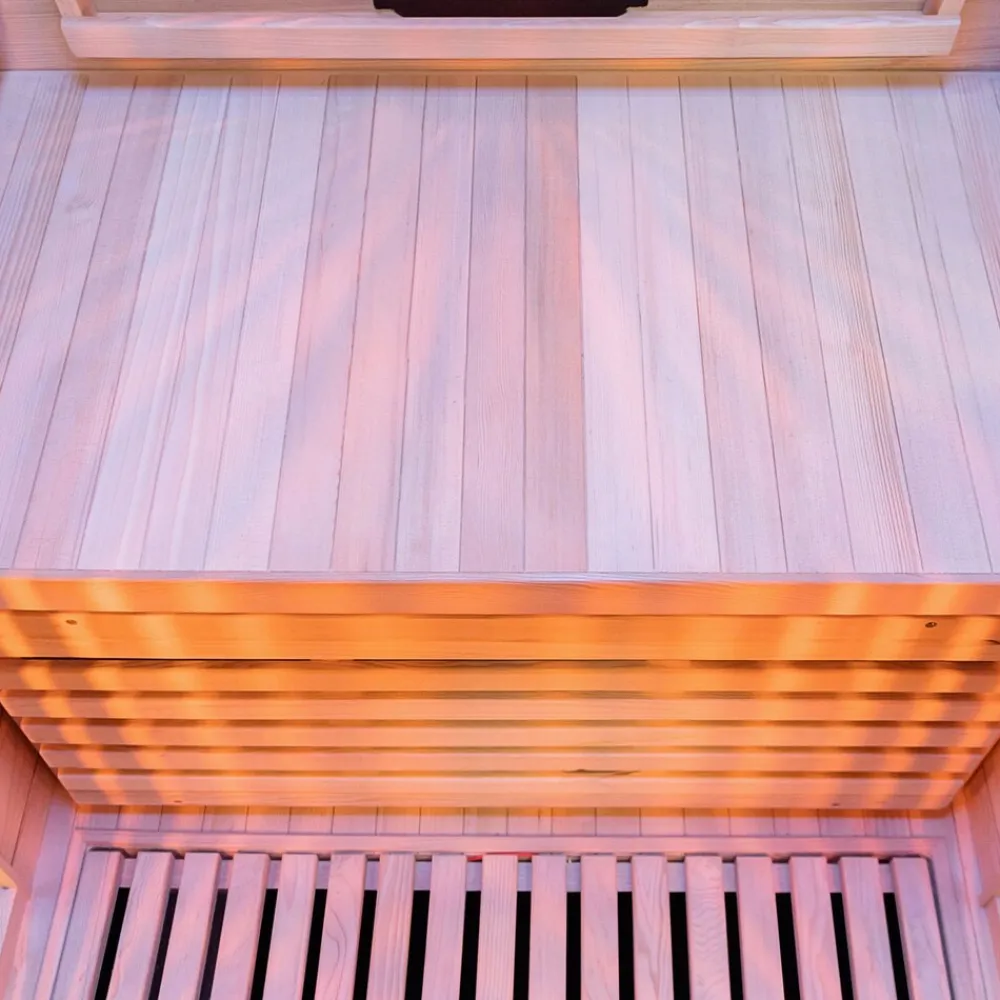 ® Infrarotkabine Infrarotsauna KINGSTON 90cm x 90cm inkl. 3 Vollspektrumstrahler, 4 Karbonstrahler, Farblicht,LED ^ Dewello Best