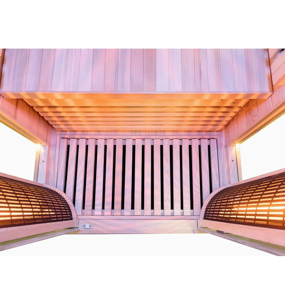 ® Infrarotkabine Infrarotsauna KINGSTON 90cm x 90cm inkl. 3 Vollspektrumstrahler, 4 Karbonstrahler, Farblicht,LED ^ Dewello Best