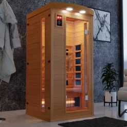 ® Infrarotkabine Infrarotsauna PIERSON 90cm x 90cm inkl. 3 Vollspektrumstrahler, 3 Karbonstrahler, Farblicht, LED ^ Dewello Online