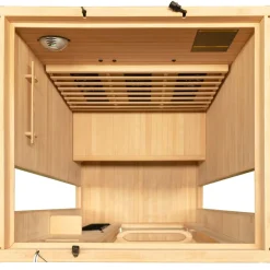 ® Infrarotkabine Infrarotsauna CALGARY 115cm x 105cm inkl. 5 Vollspektrumstrahler, Farblichttherapie, LED ^ Dewello Hot