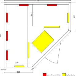 ® Infrarotkabine Infrarotsauna LAKEFIELD 140cm x 140cm inkl. 5 Vollspektrumstrahler, 4 Karbonstrahler, 3 Personen ^ Dewello