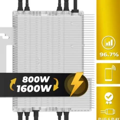 SUNNIVA DEYE Mikro-Wechselrichter 1600 W SUN-M160G4-EU-Q0 inkl. 5m Anschlusskabel für Mini-PV Solaranlage Balkonkraftwerk, IP67 wetterfest, 4 MPPT, WIFI, Micro Inverter Online