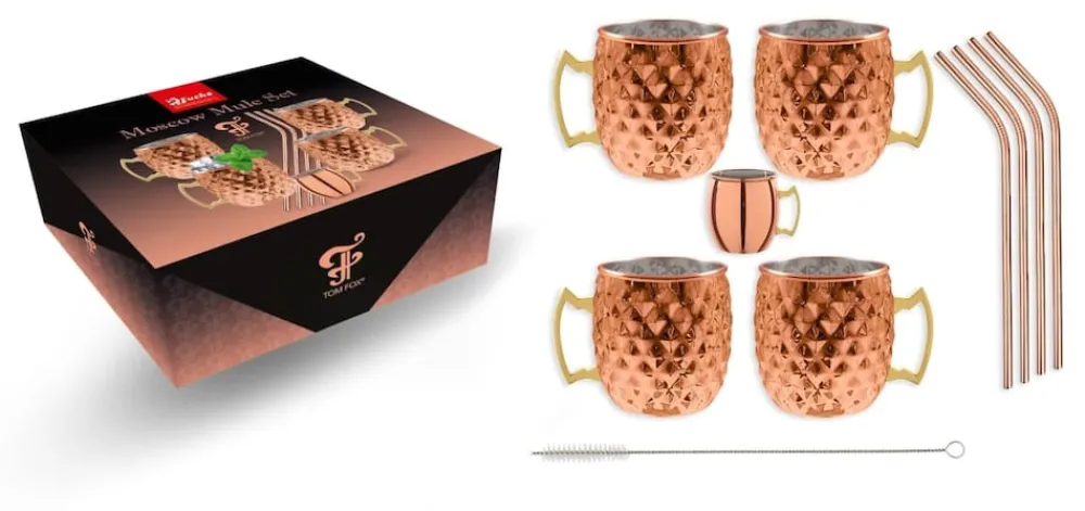 ich-zapfe Diamond Moscow Mule Becher Set Kupfer New