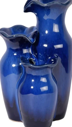 Dobar Dreistufiger Design Zimmerbrunnen Keramik, Blau Hot