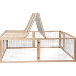 Freilaufgehege aus Holz, Aufklappbares Kaninchengehege mit Tür ^ Dobar Hot