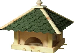Dobar Futterhaus mit grünen Bitumenschindeln inkl. Anflugstangen und 4 Futterbehältern Outlet