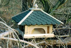 Dobar Futterhaus mit grünen Bitumenschindeln inkl. Anflugstangen und 4 Futterbehältern Outlet