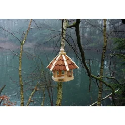 Dobar Futterhaus mit lasierten Holzschindeln inkl. Kordel Clearance