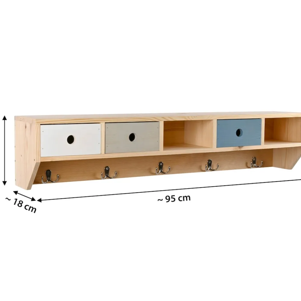 Garderobenleiste aus Holz, Dreifarbig ^ Dobar Clearance