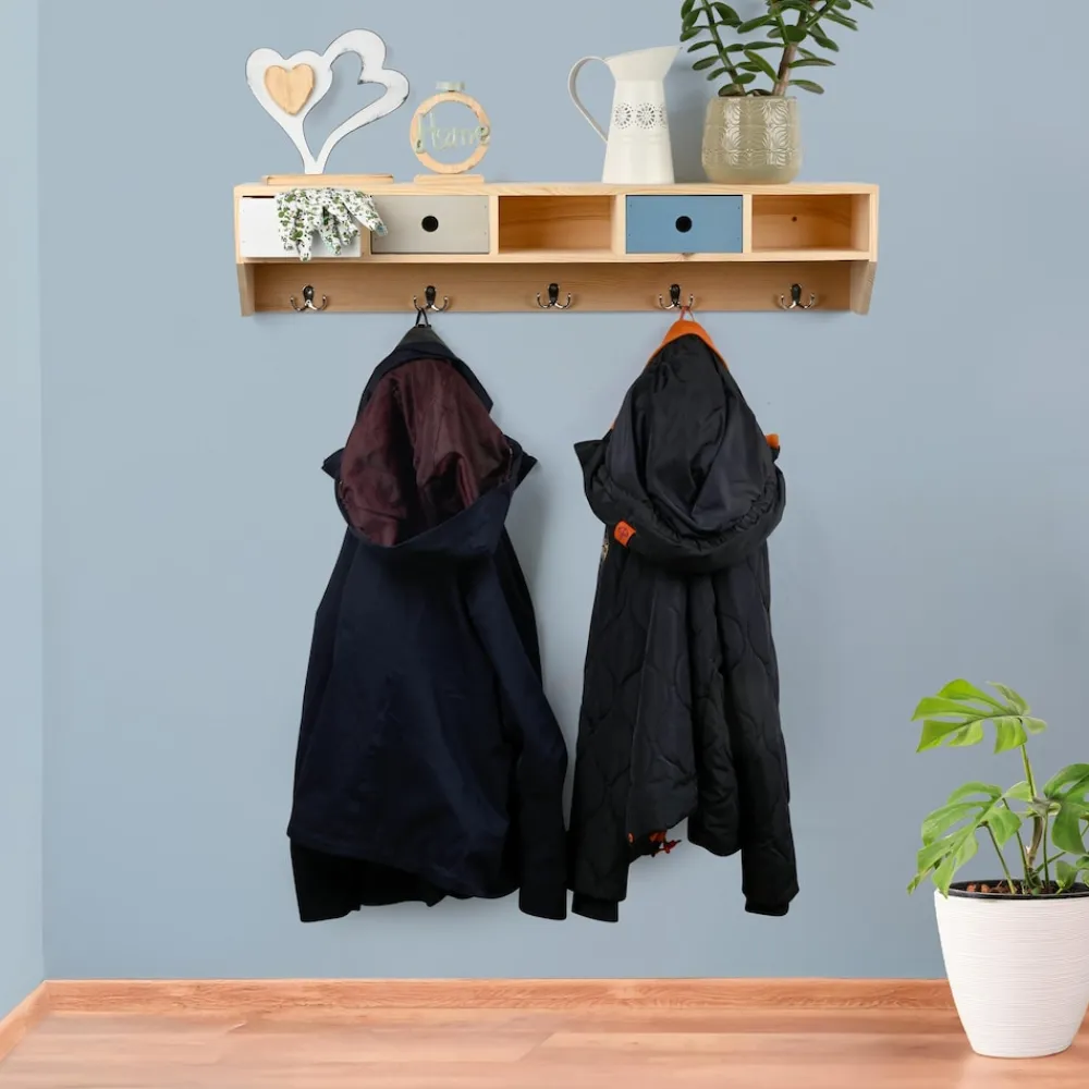 Garderobenleiste aus Holz, Dreifarbig ^ Dobar Clearance