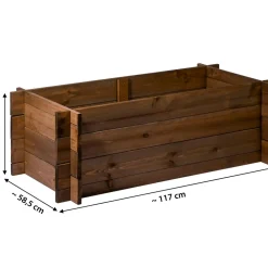 Hochbeet mit Stecksystem, Pflanzkasten aus Massivholz, 117x58,5x38,5 cm, dunkelbraun, Kiefer ^ Dobar