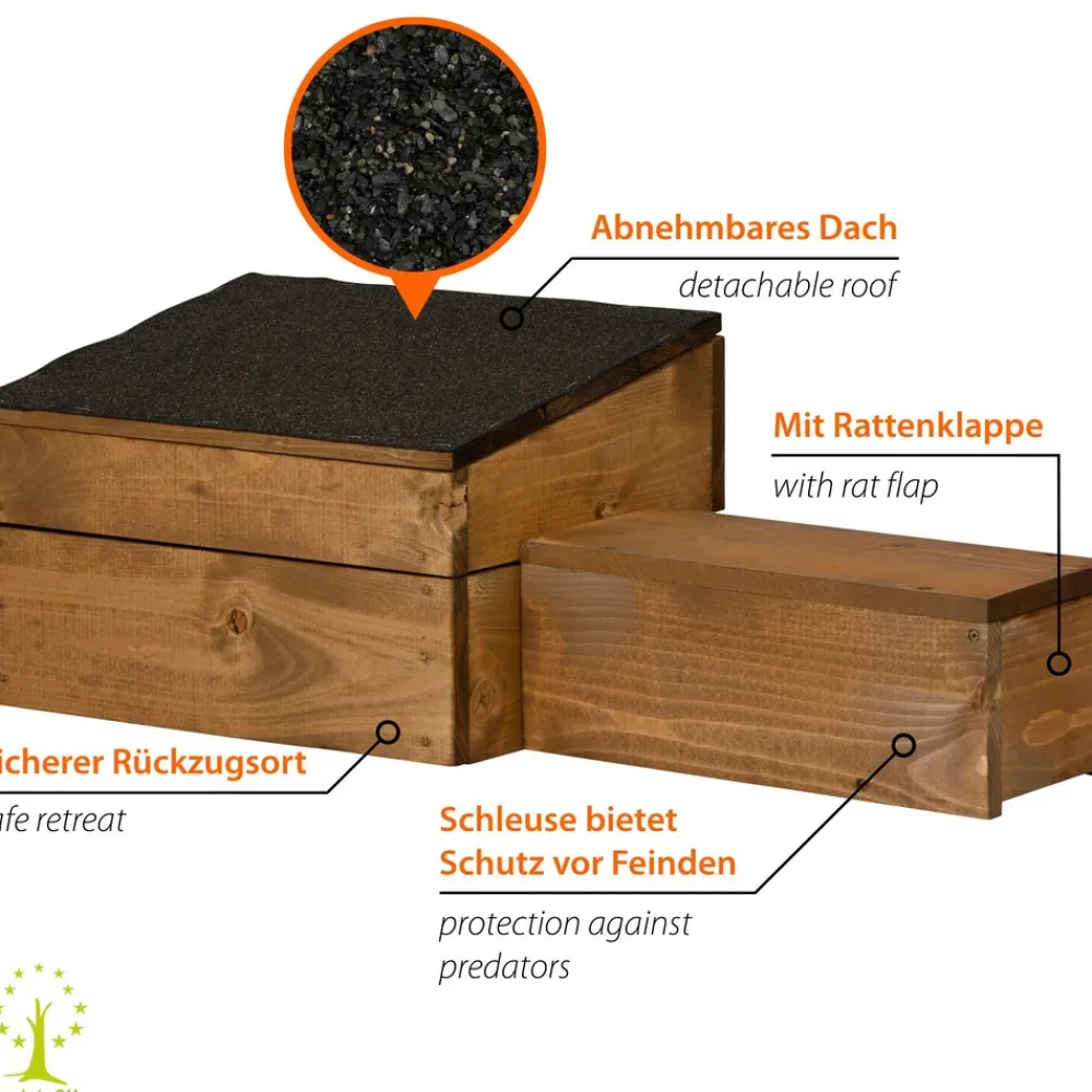 Dobar Igelhaus mit schwarzem Bitumendach und Rattenklappe Online