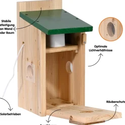 Nistkasten EAZY Flachdach inkl. WiFi Kamera und Solar-Panel, Grün, ca.: 20x14x32 cm ^ Dobar Sale