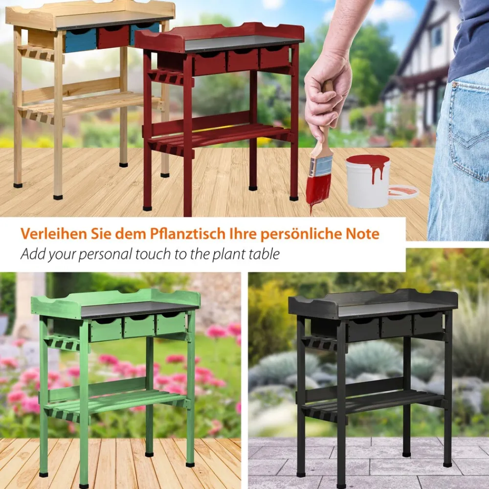Dobar Pflanztisch mit 3 Schubladen, Natur Hot