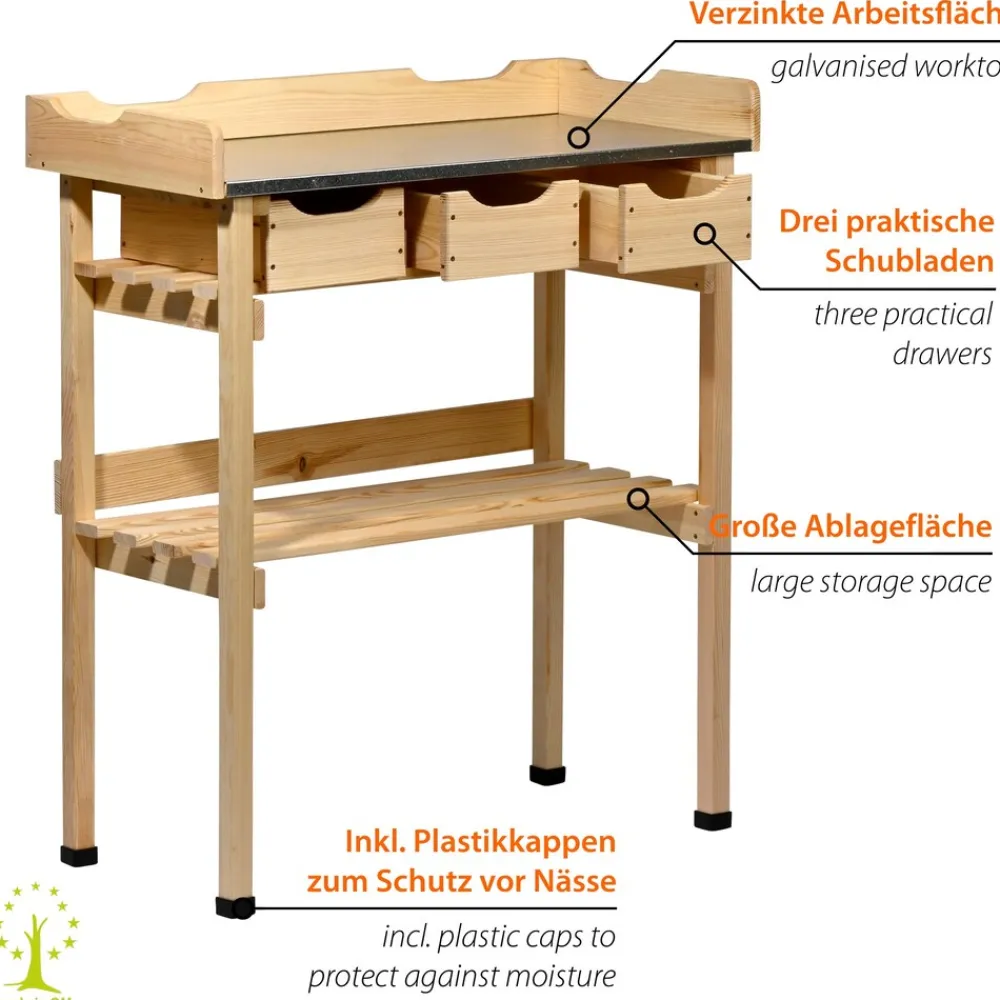 Dobar Pflanztisch mit 3 Schubladen, Natur Hot