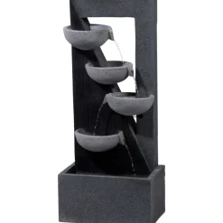 Polyresin-Brunnen mit Pumpe und LED´s, eckig mit 4 Schalen ^ Dobar Discount