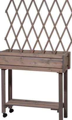 Dobar Rollbares Hochbeet mit Rankgitter, grau Discount