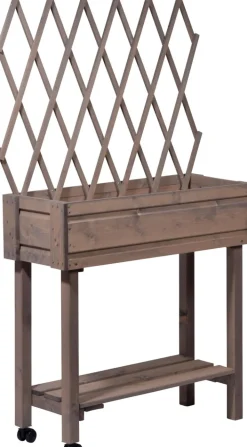 Dobar Rollbares Hochbeet mit Rankgitter, grau Discount