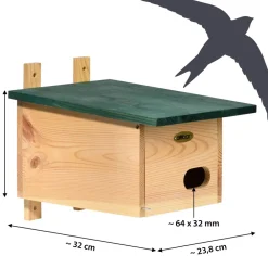 VOBU-Nistkasten Spitzdach für aus Holz, 16x16,x5x28 cm ^ Dobar Discount