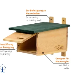VOBU-Nistkasten Spitzdach für aus Holz, 16x16,x5x28 cm ^ Dobar Discount