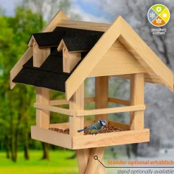 Vogelhaus "Zwart" aus Massivholz, ca.: 40x34,5x23,5 cm ^ Dobar Best