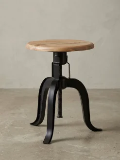 KADIMA DESIGN Drehhocker – Akazie Massivholz/Metall, 39x62,5x39 cm, höhenverstellbar Best