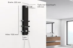 Dusbad Aqua Dancer einzigartiges bewegliches Duschpaneel Made in Germany schwarz silber chrom
