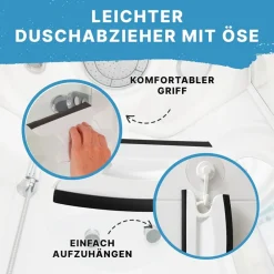 Dusbad Glas&Duschabzieher für Duschkabinen gerade|rund weiss MadeInGermany Weiß Discount