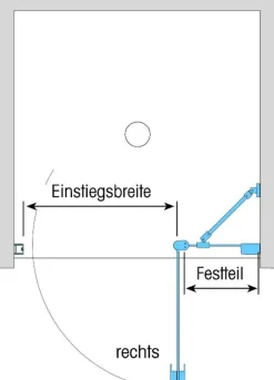 Dusbad Duschkabine/ Duschabtrennung Vital 2 Pendeltür an Festteil für Nischendusche  links 750mm Hot