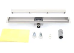 MCW Duschrinne -D94d, Bodenablauf Abflussrinne Duschablauf, Edelstahl Siphon 50-120cm ~ 110cm Best