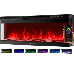 Elektrokamin mit Heizlüfter 13 realistische Flammeneffekte APP-Steuerung 1500W ^ Echos Clearance