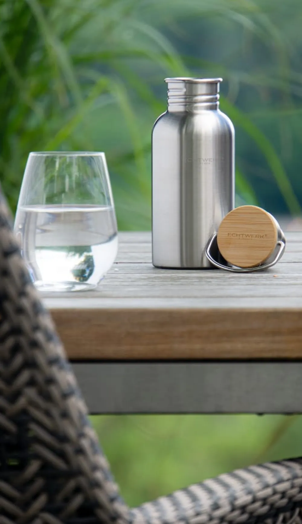 ECHTWERK Trinkflasche mit Bambusdeckel 500ml Discount